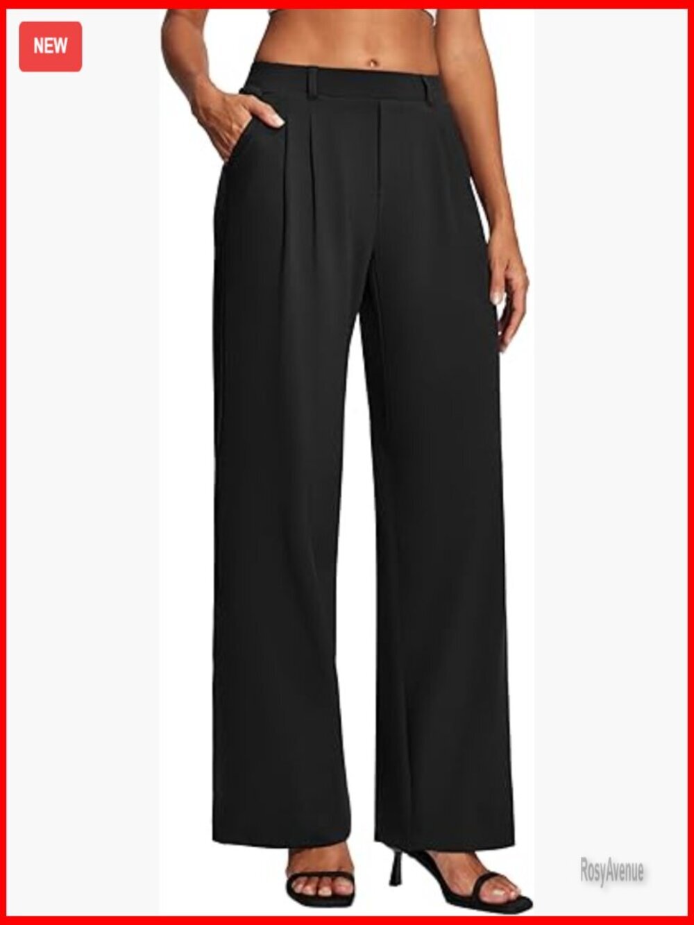 Wide Leg Pull On Work Pants Stretchy Business Casual Slacks Trousers